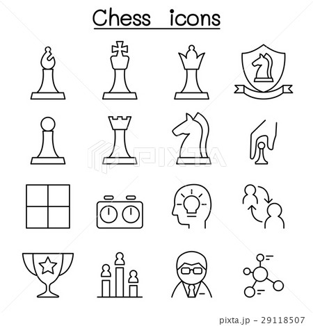 Chess icon set in thin line style Chess icon set in thin line style 29118507
