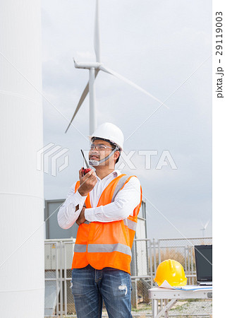 Electrical engineer working wind turbine station 29119003