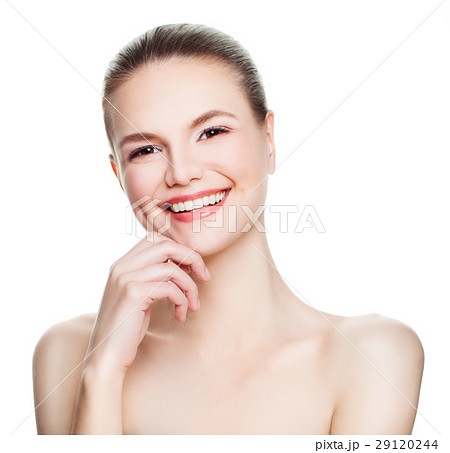Smiling Spa Model Woman Looking Up Isolated Smiling Spa Model Woman Looking Up Isolated 29120244