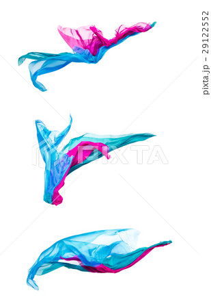 set of multicolored fabric in motion set of multicolored fabric in motion 29122552