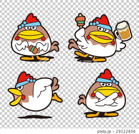 ニワトリ 鶏 焼き鳥屋 動物 動物キャラクター アニマルのイラスト素材