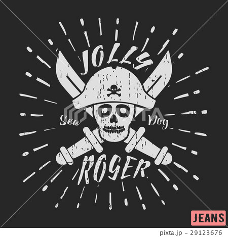 Jolly roger pirate vintage stamp 29123676