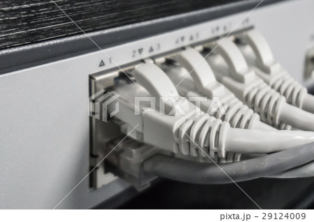 Shot of server connected with cables, computing 29124009