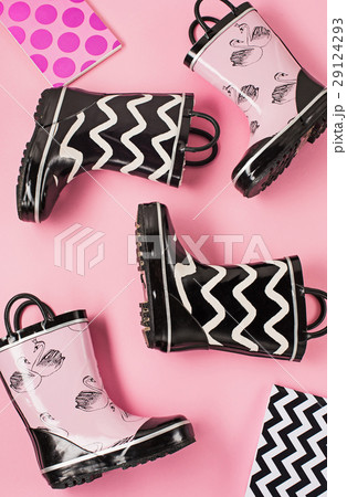 The Black and white rubber boots or gardening The Black and white rubber boots or gardening 29124293