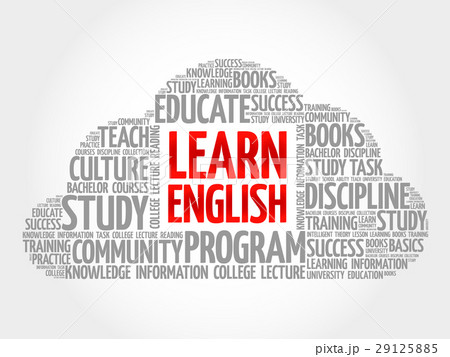 Learn English Word Cloud Collageのイラスト素材