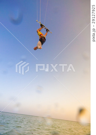 Kiteboarding. Fun in ocean. Extreme Sport 29127925