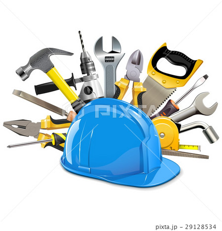 Vector Construction Helmet with Instruments Vector Construction Helmet with Instruments 29128534
