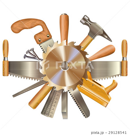 Vector Saw Blade with Retro Tools 29128541