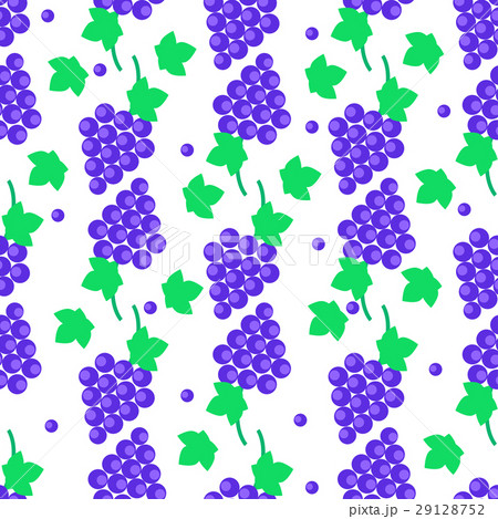 Seamless Pattern with Grapes Bundles and Leaves 29128752