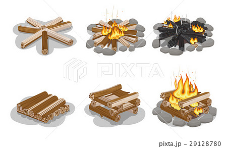 Gathered Firewood Collection For Making Bonfireのイラスト素材