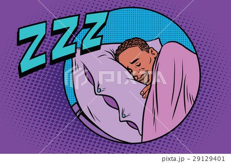 Retro man sleeping in bed 29129401