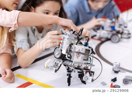 Electronic robot standing in the laboratory 29129906