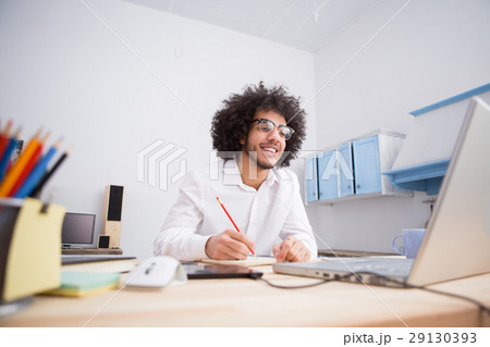 Hipster freelance man working at home 29130393