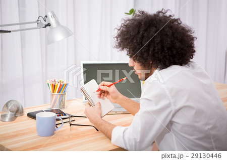Hipster freelance man working at home 29130446