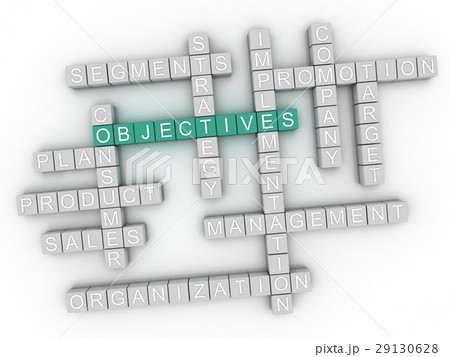 3d image Objectives word cloud concept 3d image Objectives word cloud concept 29130628