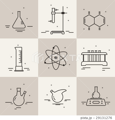 Set of icons with chemical laboratory equipment. 29131276