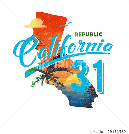 Sun and cloud, palm and ocean t-shirt print 29131589