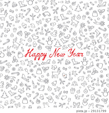 Christmas Icon Pattern. Happy Winter Holiday Card 29131799
