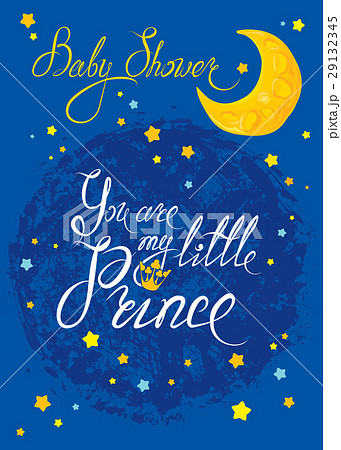 Baby Shower with moon and stars on blue background 29132345