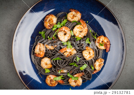 Black pasta with shrimps Black pasta with shrimps 29132781