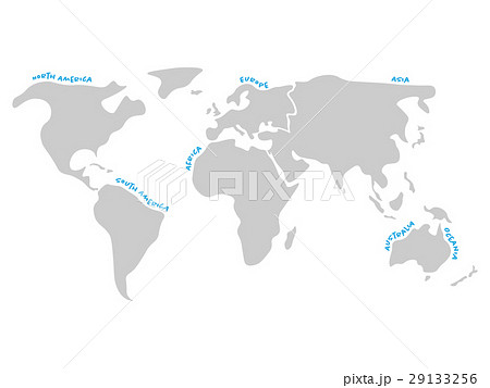 Simlified world map divided to six continents in 29133256