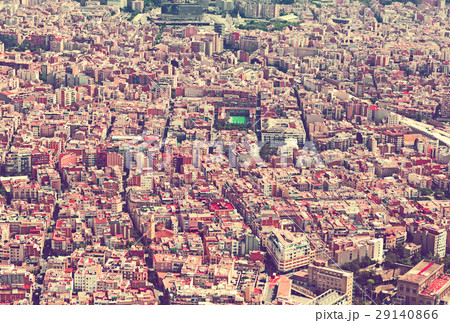 Sants-Montjuic residential district from helicopter. Barcelona 29140866