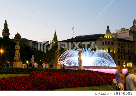 Catalonia Square in night Barcelona, Spain 29140905