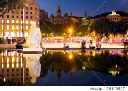 Catalonia Square in night Barcelona, Spain 29140907