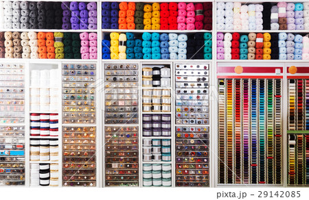 shelves with sewing supplies shelves with sewing supplies 29142085