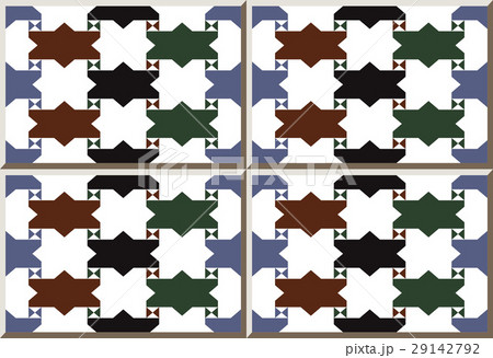 Ceramic tile brown black green blue star triang 29142792