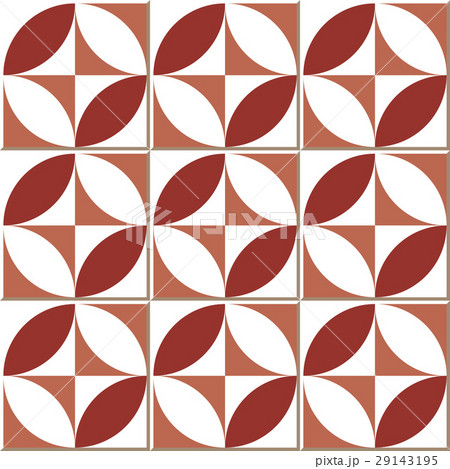 Ceramic tile red round square cross geometry 29143195