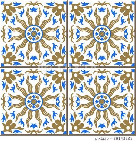Ceramic tile golden sun blue kaleidoscope spiral 29143235