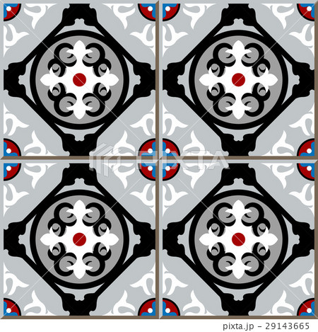 Ceracmic tile black round square kaleidoscope 29143665