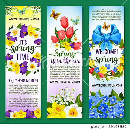 Hello Spring vector floral banners set 29143982