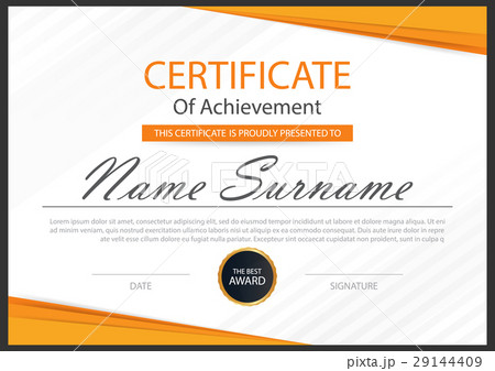 orange elegance horizontal certificate vector 29144409