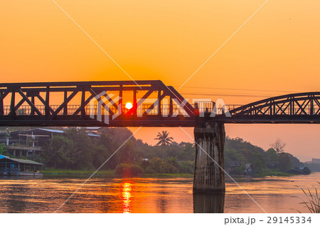 sunrise above  River Kwai bridge 29145334