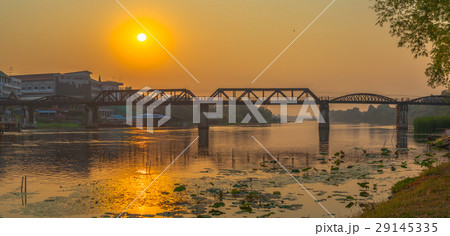 sunrise above  River Kwai bridge 29145335