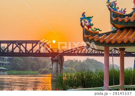 sunrise above  River Kwai bridge 29145337