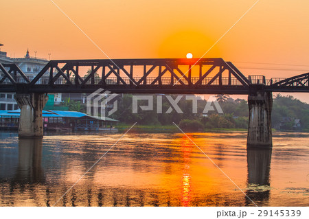 sunrise above  River Kwai bridge 29145339