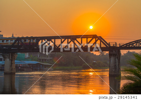 sunrise above  River Kwai bridge 29145341