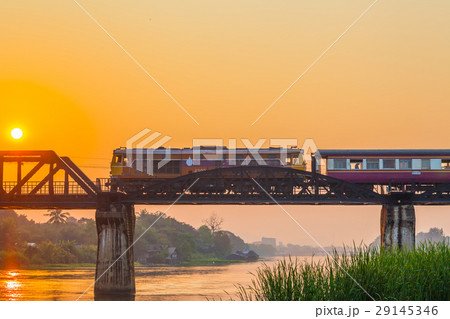 train passing River Kwai bridge 29145346