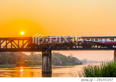 train passing River Kwai bridge train passing River Kwai bridge 29145347