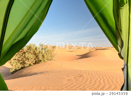 View from camp on sand dunes Merzouga, Morocco View from camp on sand dunes Merzouga, Morocco 29145359