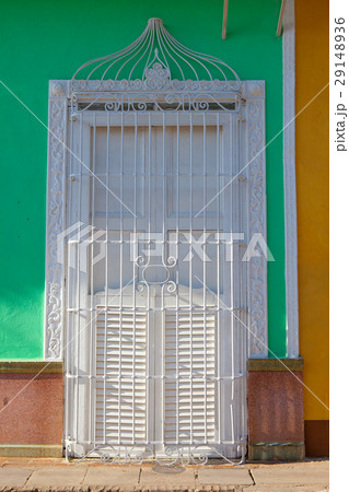 olonial building with window iron grate, Cuba 29148936