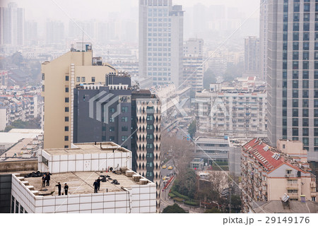 close up of buildings in smog close up of buildings in smog 29149176