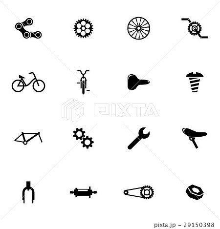 Vector black bicycle part icons set Vector black bicycle part icons set 29150398