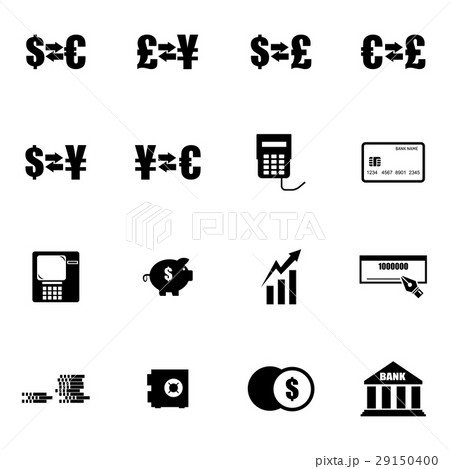 Vector black  bank   icons set 29150400
