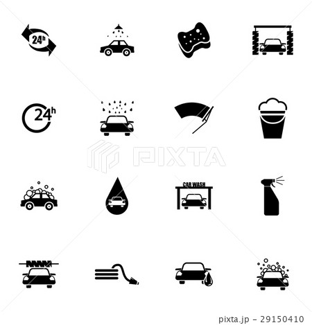Vector black  car wash  icons set 29150410