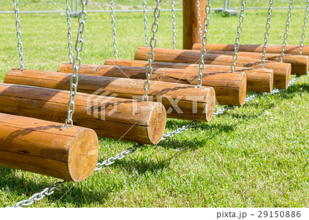 childrens bridge made of logs and chains 29150886