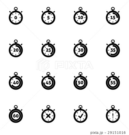 Vector black stopwatch icons set 29151016